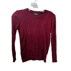 Timing Womens Ribbed Knit‎ Long Sleeve Burgundy Top Size L